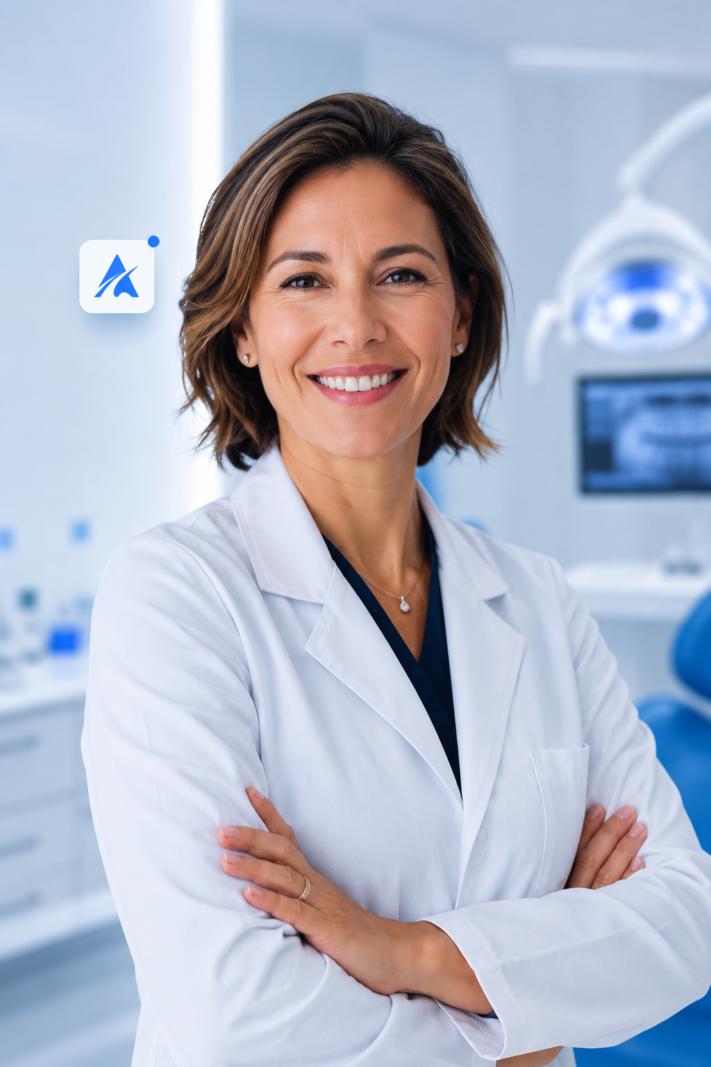 Dentista profissional transmitindo confiança